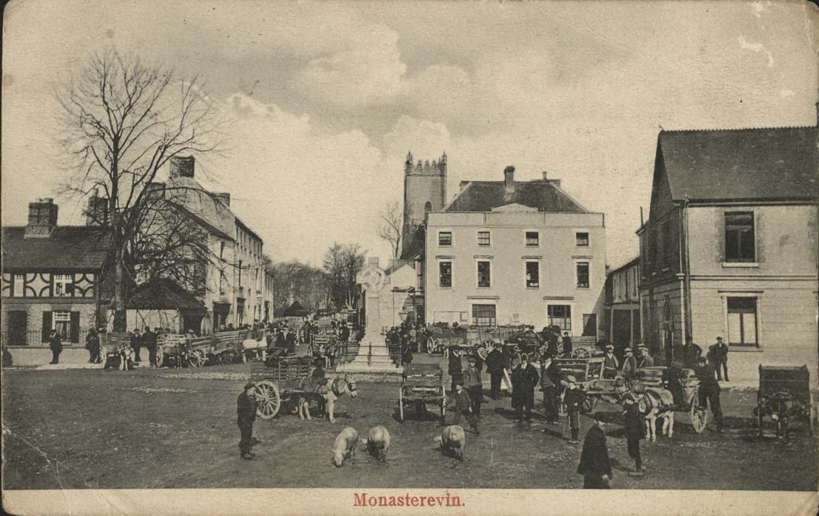 Monasterevan Market House (centre right) housed a school in 1824. Courtesy of Kildare Local Studies, Genealogy & Archives Service.